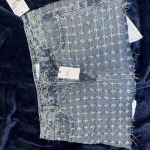 Forever 21 Blue Patterned Denim Skirt
